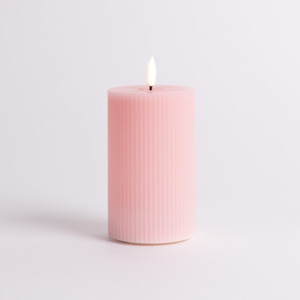 12.5cm x 7.5cm Pink Fluted LED Candle
