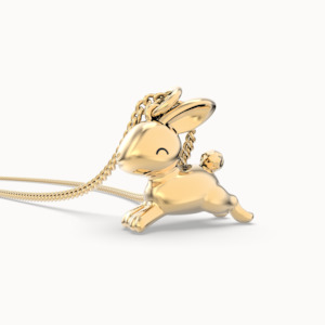 Chocli: Chocli Flying Bunny 18K Gold Plated Necklace