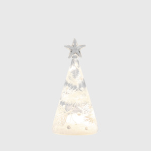 16cm Clear Cone Tree with Feathers