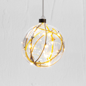 Gold Bead Sphere Hanging Glass Light