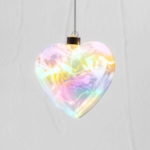 Hanging Glass: Pearl Tint Heart Hanging Glass Light