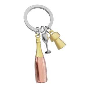 Champagne Bottle in Rose Gold Keychain