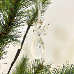 Noel: Large Crystal Angel with Gold Head Ring