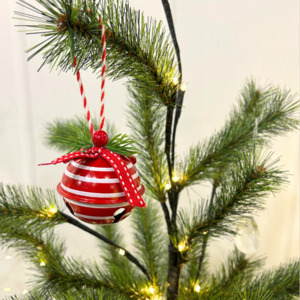 Noel: Six Pack Red and White Striped Bells