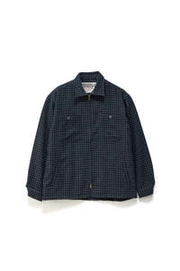 S-Double Plaid Zip-Thru L/S Shirt - Indigo