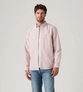 Levi's Men's Authentic Button Down Shirt - Waylon Stripe Russet Brown