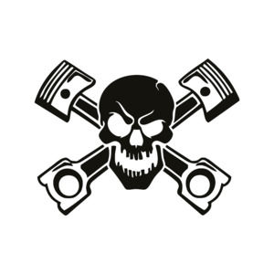 Auto Car Culture JDM - STICKERshop.nz: Skull with Crossed Pistons