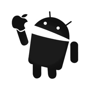 Funny Humour - STICKERshop.nz: Android Robot Eats Apple
