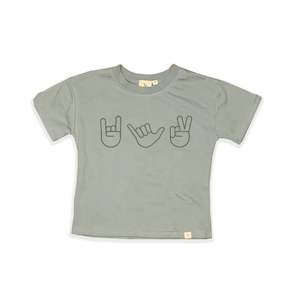 Tee Shirts: HAND SIGN T-SHIRT - STONE