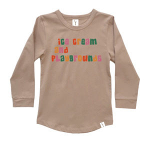 T Shirts: PLAYGROUND LONG SLEEVE TEE - CHOCOLATE