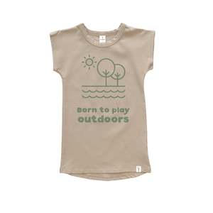 Dresses: BORN TO PLAY OUTDOORS - LONG T-SHIRT DRESS - SAND