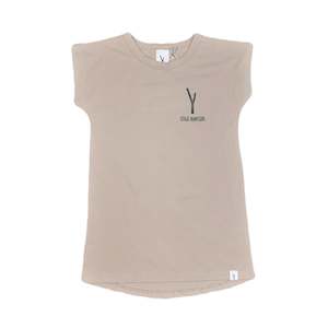 Dresses: STICK HUNTERS LOGO LONG T-SHIRT DRESS - SAND