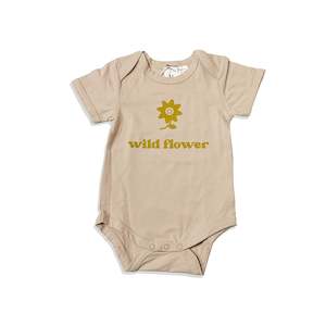 Ss 22: WILD FLOWER SHORT SLEEVE BODYSUIT - SAND COLOUR