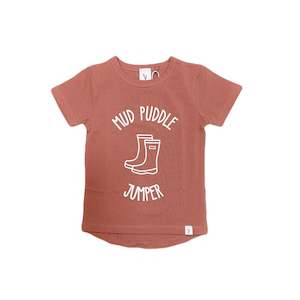 Best Sellers: MUD PUDDLE JUMPER LONG BACK TEE - RUST