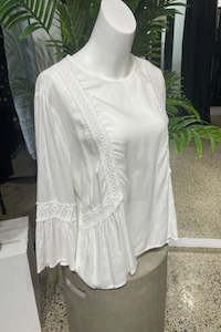 Gaudi: Italian Lace Inset Blouse /Ivory