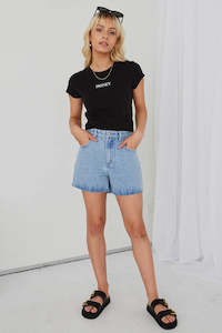 Haze mid blue denim short