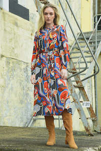 Tucker Up Dress / Red-Grey