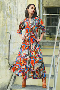 Trelise Cooper: High Society Dress / Red-Grey