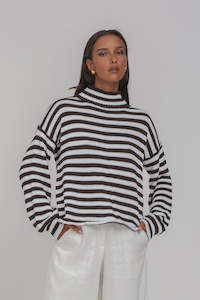 Sweaters Knitwear: Hold Me Back Jumper / Choc-Ivory Stripe