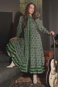 Dressing Game Dress / Green geo