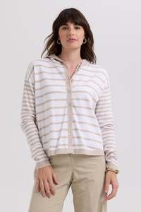 Sweaters Knitwear: Multi Stripe Hoodie / Taupe
