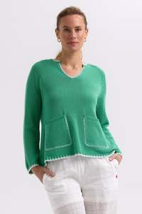 Sweaters Knitwear: Hand Work Trim A-Line / Apple
