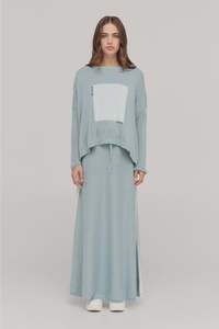 Sweaters Knitwear: Squared Lucent Sweater-Mist/Ivory