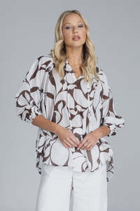 Blak: Charlotte Top / Chocolate with Ivory Floral Print