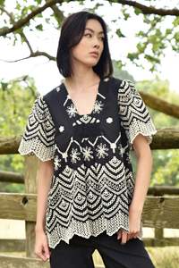 Me + U Top / Black Embroidery