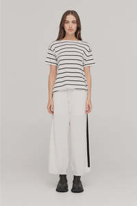 Taylor: Stripe Solace Tee-Ivory/Black
