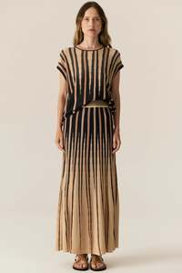 Pol Clothing: Tedd Knit Skirt / Ink-Camel