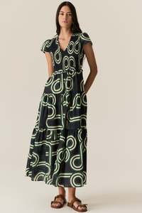 Pol Clothing: Alter Shirred Dress / Ink Alter