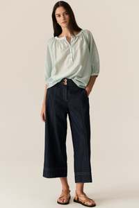 Pol Clothing: Carsen Crop Denim Pant / Dark Wash