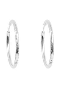Jewellery: Pure Steel Silver Hoop Beaten / Smooth