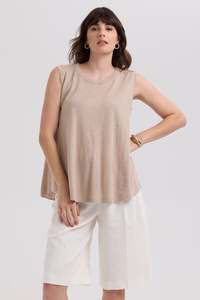 Ld Co: Linen A-Line Top / Taupe