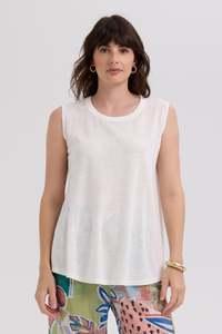 Ld Co: Linen A-Line Top / White