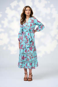 Indie Midi Dress / Tiffany Blue Multi