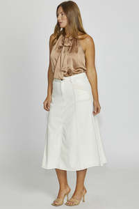 Kenley Denim Skirt / Milk-Tan