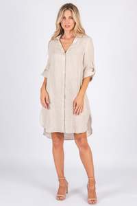 Worthier The Label: Angelica Linen Dress/Beige