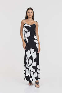 Bow Slip Dress / Black-White