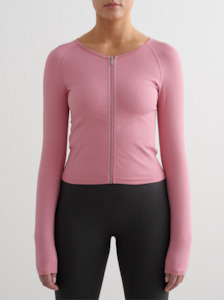 Aimn Sale: Desert Rose Ribbed Seamless Zip Jacket