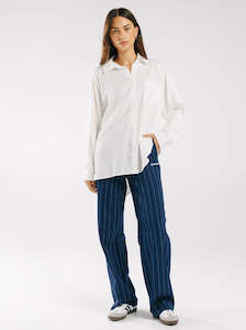 Pinstripe Twill Loose Trousers