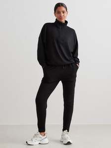 Black Comfy Modal Half Zip