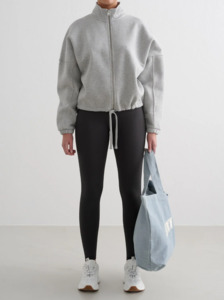 Aimn: Grey Melange Campus Sweat Zip Jacket