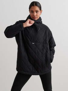 Black Oversized Quilted Anorak