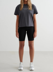 Aimn: Shadow Grey Serif Boxy T-Shirt
