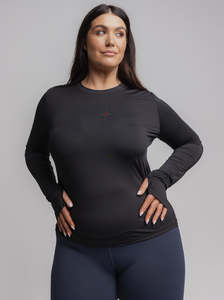 Taylor Long Sleeve Run Top in Black