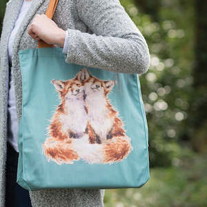 Bags And Purses: Wrendale Contentment Canvas Bag - Fox