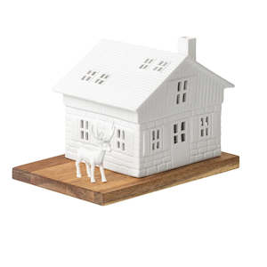 Nordic Ski Hut with Deer Tealight by Rader