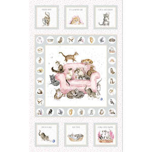 Fabric Panel: Whiskers and Paws Kitten Panel